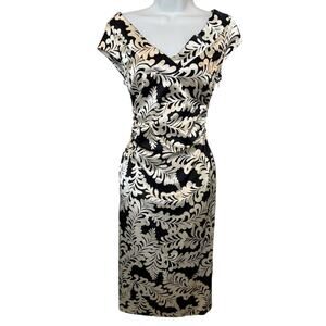 Maggie London Black/White Floral Patten Timeless Classic  Dress   8​